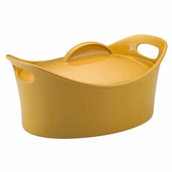 Rachael Ray Bubble & Brown 4.25 Qt. Casserole with Lid in Yellow