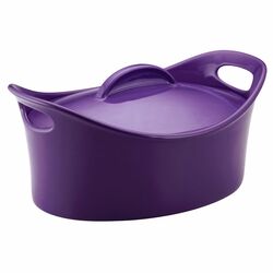Rachael Ray Bubble & Brown 4.25 Qt. Casserole with Lid in Purple