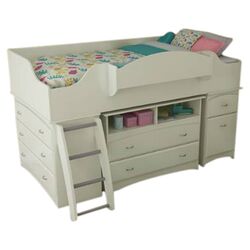 Imagine Twin Loft Bed with Storage in Pure White
