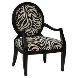 Chenille Arm Chair in Black & Walnut