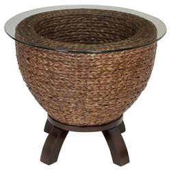 Wicker End Table in Brown