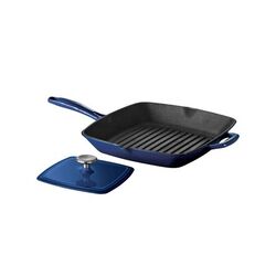 Cast Iron Grill Pan in Cobalt