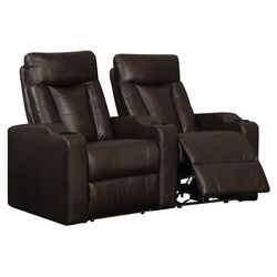 Wall Hugger Home Theater Double Recliner in Brown
