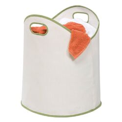 Canvas Laundry Basket in White & Green (Set of 2)