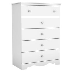Crystal 5 Drawer Chest in White