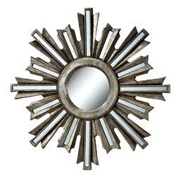 Silver Deco Sunburst Wall Mirror
