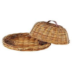 Wicker Oval Domed Tray in Natural