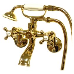Charleston Wall Mount Diverter Faucet in Polished Brass