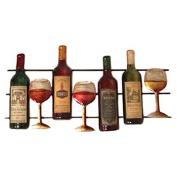 Vintage Wine Bottles & Glasses Wall Decor