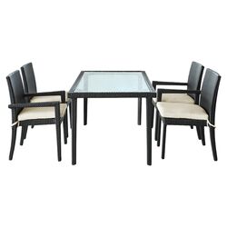 Viva 5 Piece Dining Set in Espresso with White Cushions