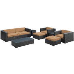 Venice 8 Piece Seating Group in Espresso with Mocha Cushions
