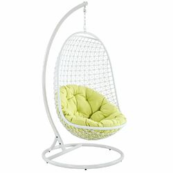 Encounter Porch Swing & Stand in White with Peridot Cushion