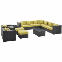 Cohesion 11 Piece Seating Group in Espresso with White Cushions