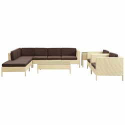 Malibu 5 Piece Seating Group in Espresso with White Cushions