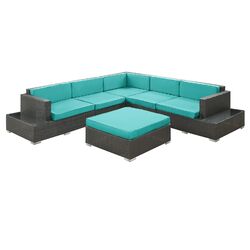 Secret Harbour 6 Piece Seating Group in Espresso with Turquoise Cushions