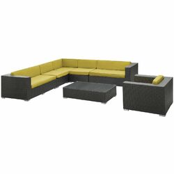 Palm 7 Piece Seating Group in Espresso with Peridot Cushions