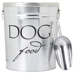 Dog Food Storage Can in Silver