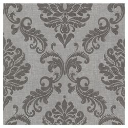 Zinc Sebastion Damask Wallpaper in Grey