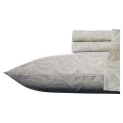 Etched Palm 4 Piece Cotton Sheet Set in Sage