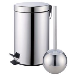 Step Trash Bin & Toilet Brush Holder Set in Chrome