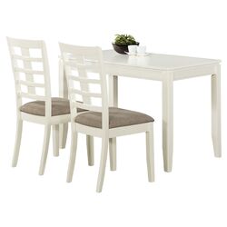 Brighton 3 Piece Dining Set in Pearl White