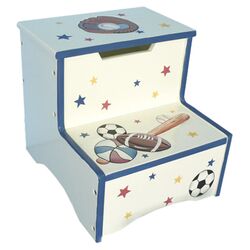 Sports Room Storage Step Stool in White
