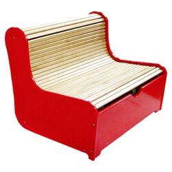 Rolling Kid's Bench in Red & Natural