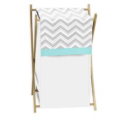 Zig Zag Laundry Hamper in Turquoise & Gray