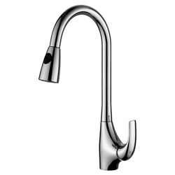 Curved Single Handle Single Hole Kitchen Faucet in Satin Nickel