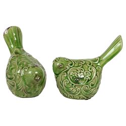 2 Piece Ceramic Bird Set in Green
