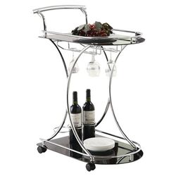 Annie Serving Cart in Silver & Black