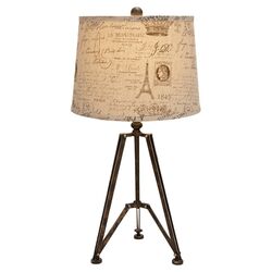 Exclusive Metal Table Lamp in Distressed Tan & Brown