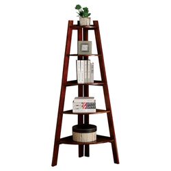 Kala Corner Ladder Display Bookcase in Cherry