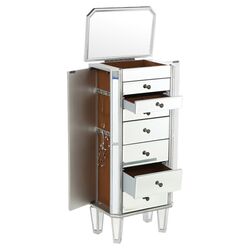 Mirrored Jewelry Armoire in Silver