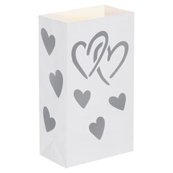 Hearts Flame Resistant Luminary Bag in White (Set of 12)