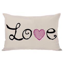Love Crosshatch Heart Pillow in Oatmeal
