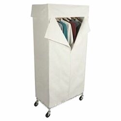 Free Standing Storage Canvas Cover Garment Rack in White