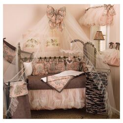 Nightingale 7 Piece Crib Bedding Set in Pink & Gray