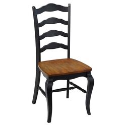 French Countryside Side Chair in Black & Oak (Set of 2)