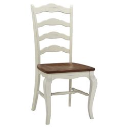 French Countryside Side Chair in White & Oak (Set of 2)