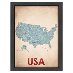 Typography Maps USA Poster