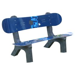 Snowboard Recycled Plastic Garden Bench in Blue