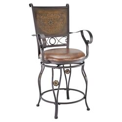 Big and Tall Copper Stamped Back Barstool in Bronze