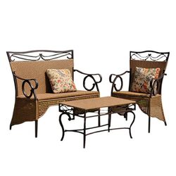 Valencia 3 Piece Lounge Seating Group in Light Pecan