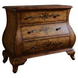 Artistic Expression Hand Painted 3 Drawer Accent Chest in Brown