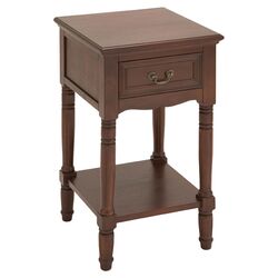 1 Drawer End Table with shelf in Brown