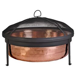 Wrought Iron Wood Burning Fire Pit in Copper
