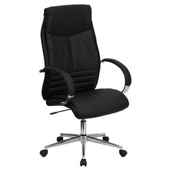 Jackson High Back Leather Office Chair in Black with Arms