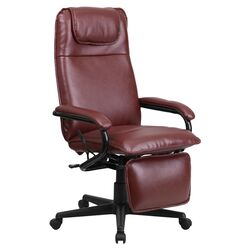Executive Reclining High-Back Leather Office Chair in Burgundy