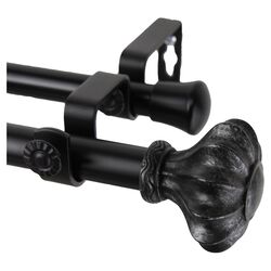 Flair Steel Double Curtain Rod in Black